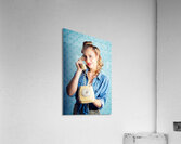 Sixties Woman Holding Vintage Telephone Handset Acrylic Print