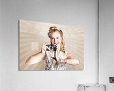 Beautiful Woman Photographer Holding Retro Camera Acrylic Print