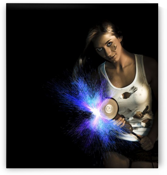 Working Woman With Industrial Tools by Jorgo