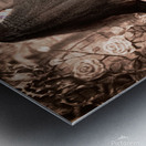 Fairy tale girl walking through secret garden Metal print