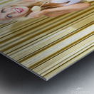 1950s girl gossiping in old fashion style Metal print