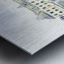 Drottningholms Slott royal palace and fountain Illustration Metal print