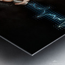 Cute Little Vintage Boy Playing With Tin Can Phone Metal print