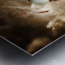 Evil surgeon clown juggling bloody knives outside Metal print