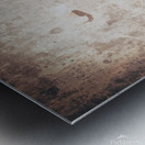 Young hitchhiking pin-up woman on vintage suitcase Metal print