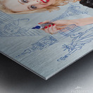 Blond woman drawing a travel landmark illustration Metal print