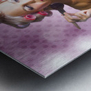 Beautiful Retro Woman Applying Makeup Cosmetics Metal print