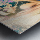 Eighties pinup woman drinking pop art soda Metal print