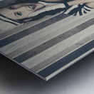 Young retro pinup woman shouting maritime surprise Metal print