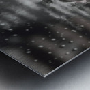 Pretty female spy hiding in shadows with weapon Metal print