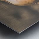 Rustic barn pumpkin head in horror fog Metal print