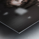 Beautiful vintage girl dancing with flower petals Metal print