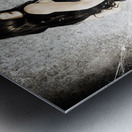 Sexy brunette woman holding gun with deadly style Metal print