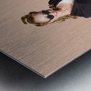 Pin-up seated on a pine trunk Metal print