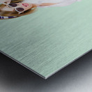 Sexy brunette pin up girl in pink retro fashion Metal print