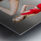 Luxury female fashion model in classy red dress Metal print