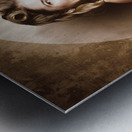 Vintage pin-up girl listening to record player Metal print