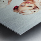 Elegant European Woman Holding Holiday Landmark Metal print