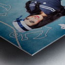 Beautiful navy pinup girls on marine background Metal print