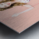 Beautiful fifties pin up girl smiling on swing Metal print