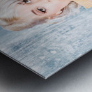 Window cleaner washing shop window. Clearance  Metal print