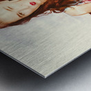 Retro clip art of a thinking pin-up woman Metal print