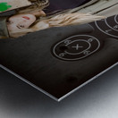 Army pinup girl at rifle range. Bullet proof Metal print