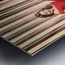 Happy pin up lady. Retro music and entertainment Metal print