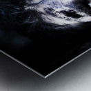 Head of a scary zombie peeking from behind tree Metal print