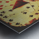 Evil clown doll on playing cards Metal print