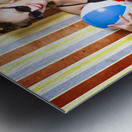 Vintage Beach Babe On Retro Background Metal print