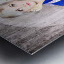 Young pinup housewife thinking what to cook Metal print