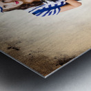 Pin up girl with curly hair and stylish make-up Metal print