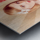 Retro pinup boxing girl fist pumping glove hand  Metal print