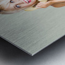 1960s hot gossip woman with retro telephone Metal print