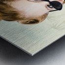 Surprised pinup girl on tropical beach background Metal print