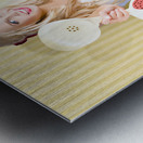 American Girl In Pinup Fashion With Retro Phone Metal print