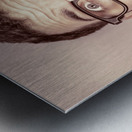 Smoking nerd businessman under work stress Metal print