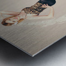 Retro fashion pin-up girl in 80s glamour Metal print