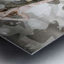 Sexy army girl saluting on snow camo background Metal print