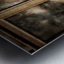 Scary murderer standing by the window with handgun Metal print