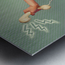 Comic Portrait Of A Blond Pin-up Girl With Phone Metal print