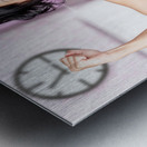 Funny cleaning pinup woman with clean strength Metal print