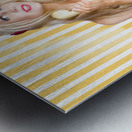 Female model with phone in classic retro fashion Metal print