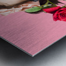 Cute Smiling Woman Wearing Nerd Glasses With Rose Metal print