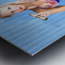 Retro style pin-up sailor girl on blue background Metal print