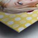 Retro phone beauty with glamour hair and makeup Metal print