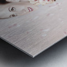 Beautiful Woman Holding Flowers At Vintage Wedding Metal print