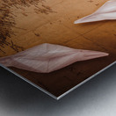 Explorer desk with compass map and spyglass Metal print