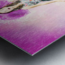 Pin-up girl in rain downfall. Hop skip and jump Metal print